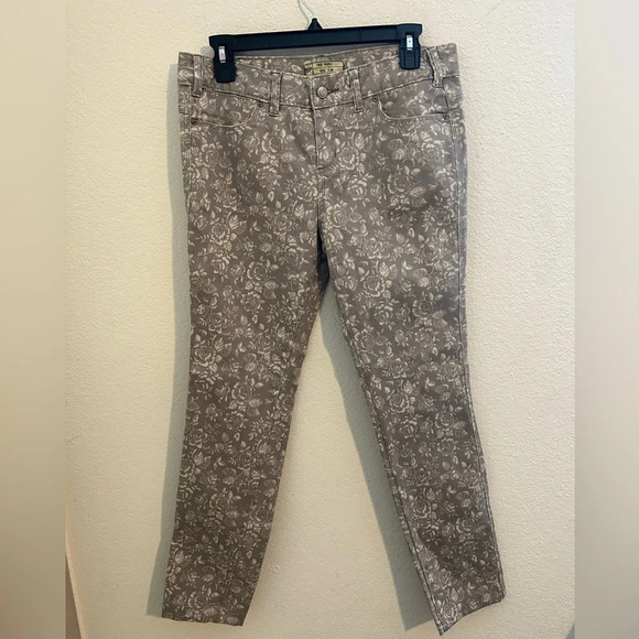 FREE PEOPLE Floral Autumn Fall Print Brown/tan Size 29W Jeans Pockets Boho Pants - Picture 1 of 6
